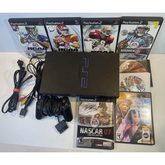 PlayStation 2 PS2 Fat Console Bundle SCPH-39001 Memory Card, Controller, 8 Games - Picture 1 of 16